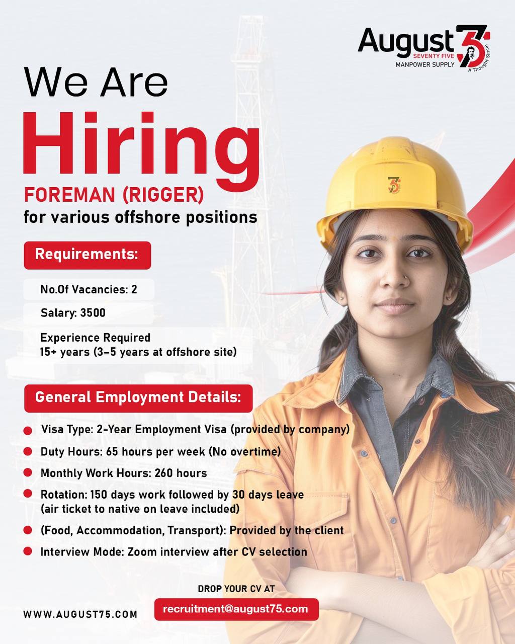 Hiring Offshore Rigger Foreman UAE